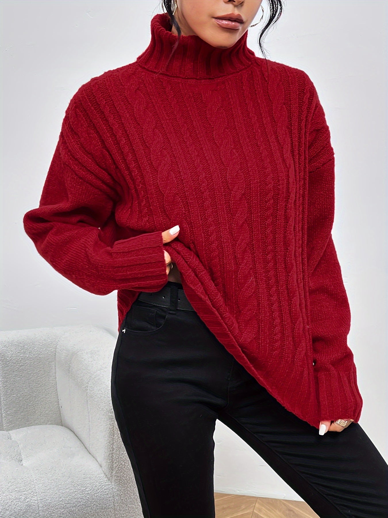 Pull Torsadé Rouge Chic - STILISTA