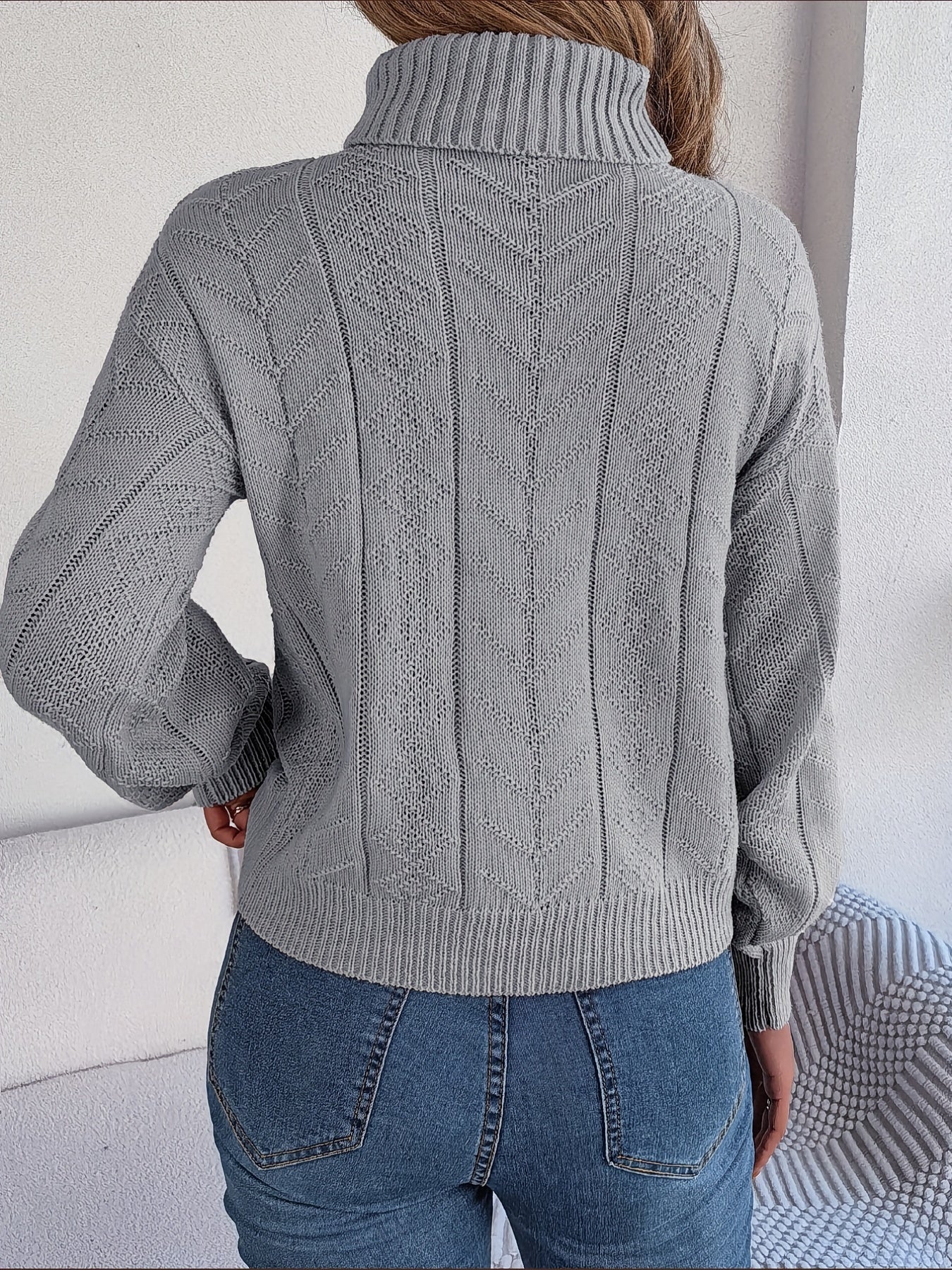 Pull En Tricot Torsadé À Col Roulé Uni - STILISTA