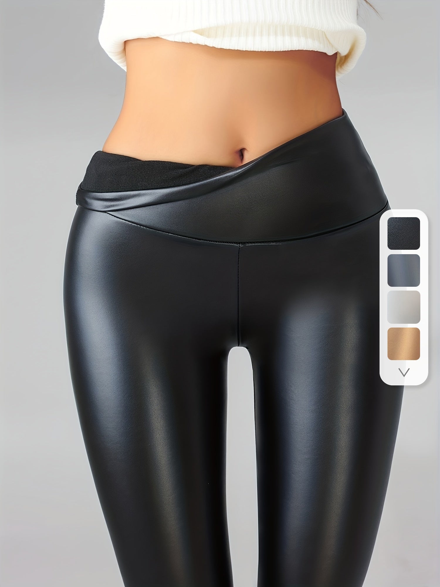 High Waisted Faux Plush Lined Leggings (Elastic Slim Sexy Tights) - STILISTA