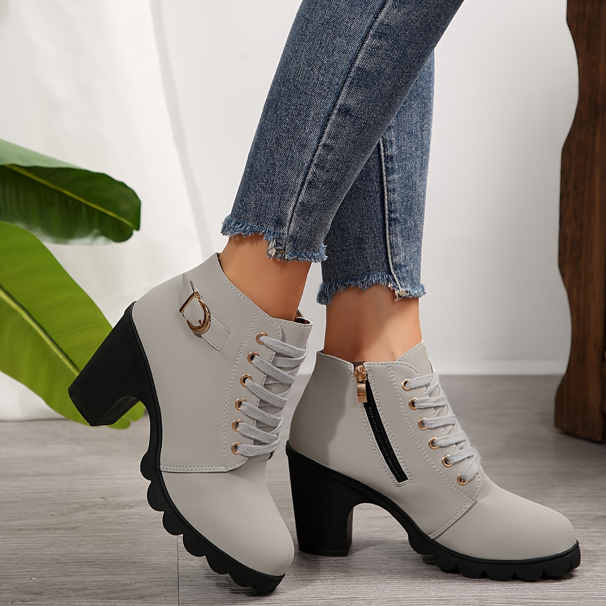 Bottines Style Chic à talon large zippées - STILISTA