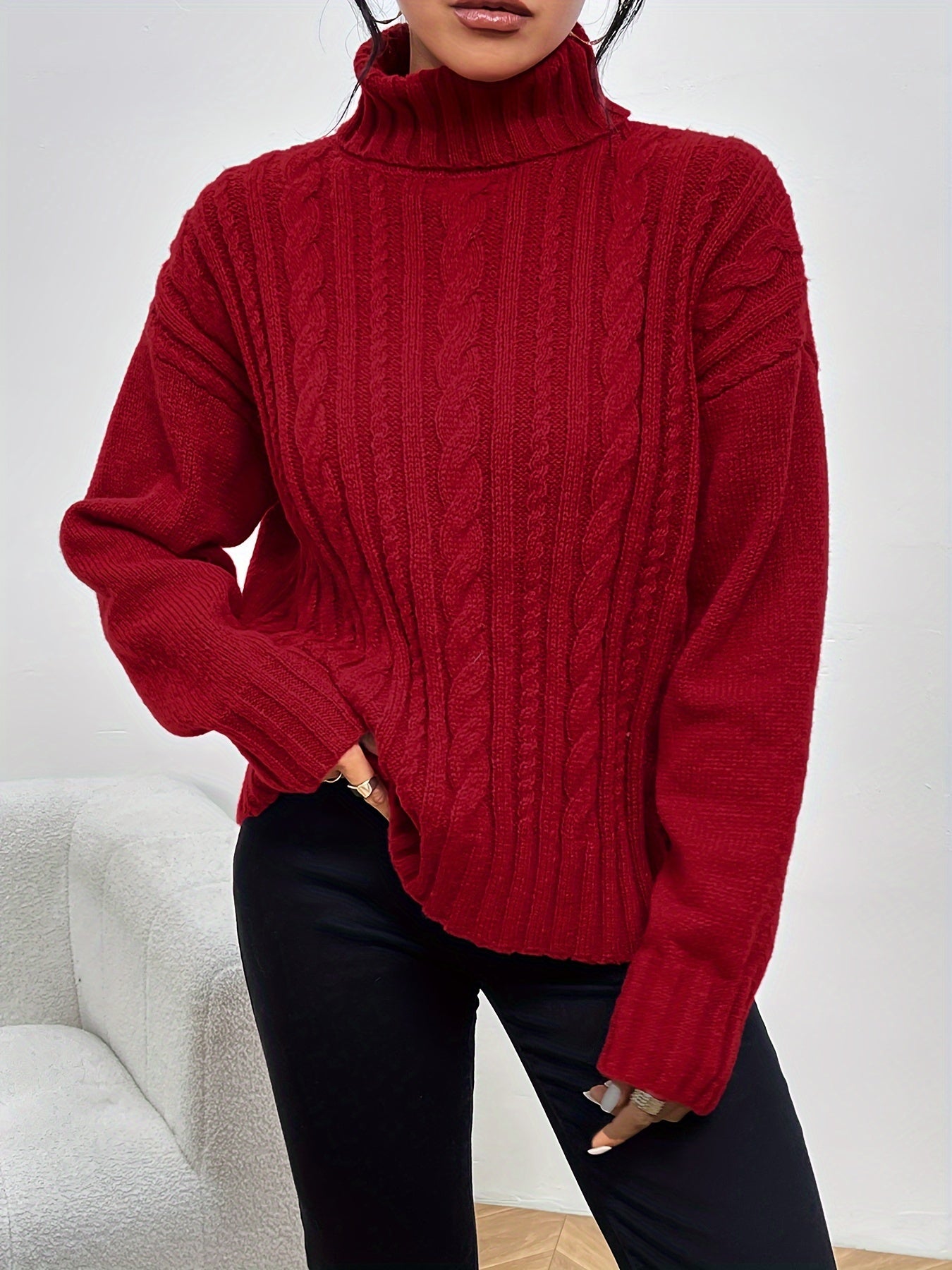 Pull Torsadé Rouge Chic - STILISTA